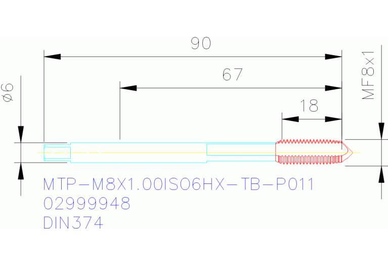 MTP-M8X1.00ISO6HX-TB-P011