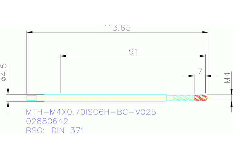 MTH-M4X0.70ISO6H-BC-V025