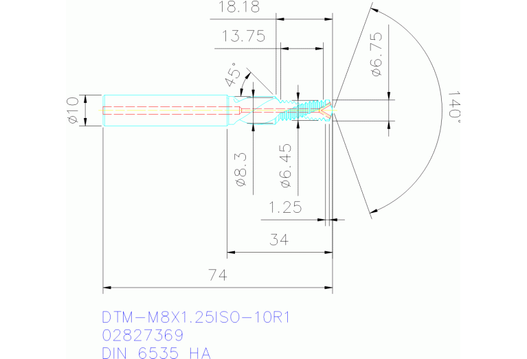 DTM-M8X1.25ISO-10R1