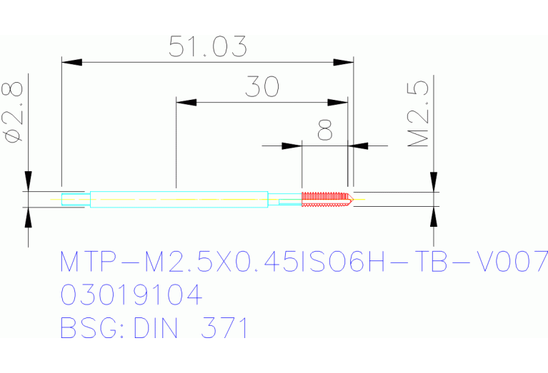 MTP-M2.5X0.45ISO6H-TB-V007
