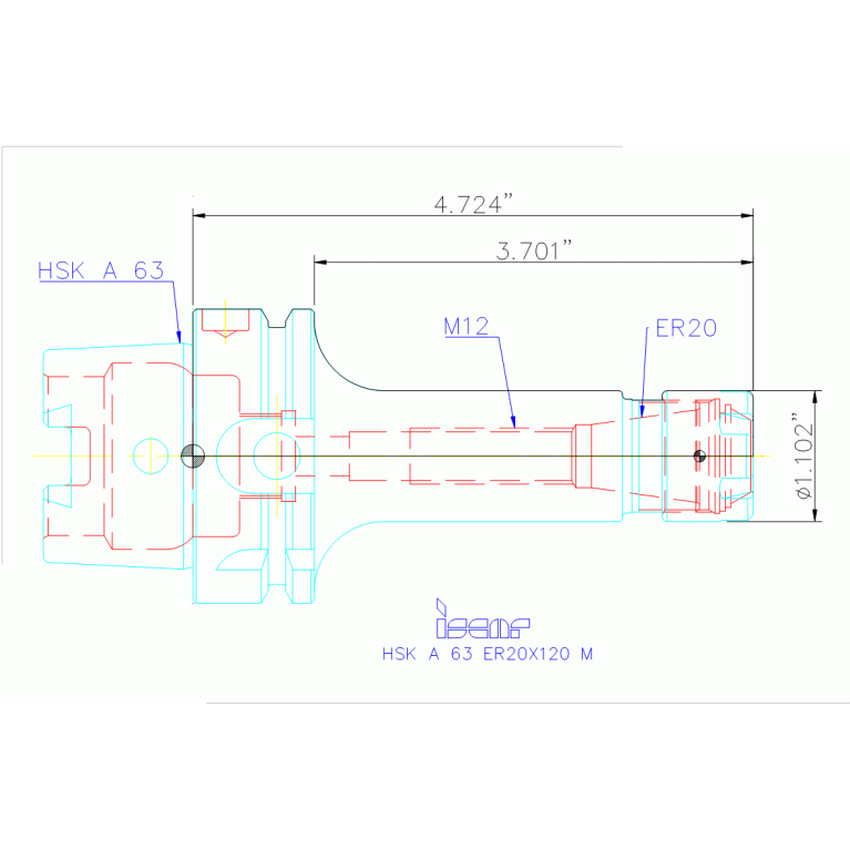 HSK A63 ER20X120M