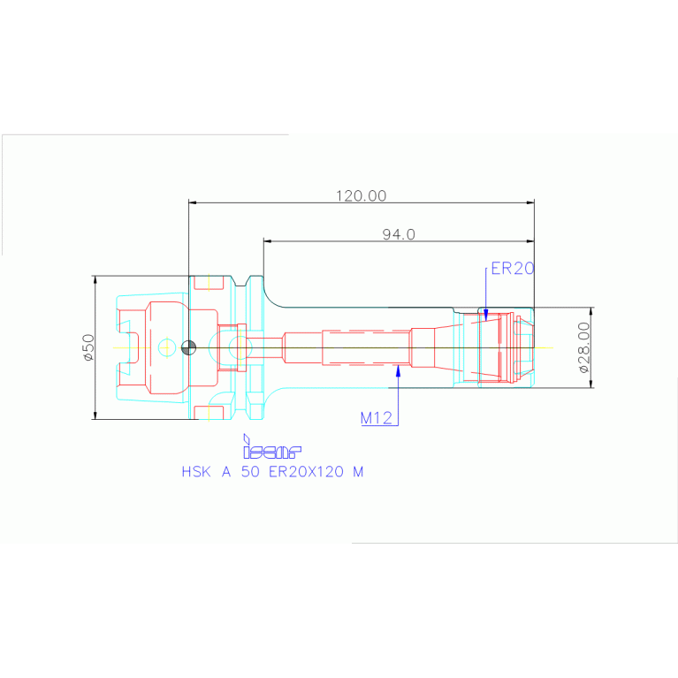 HSK A 50 ER20X120 M
