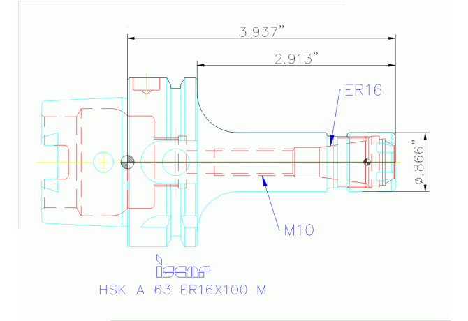 HSK A63 ER16X100M
