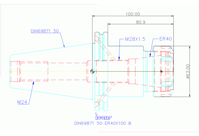 DIN69871 50 ER40X100 B