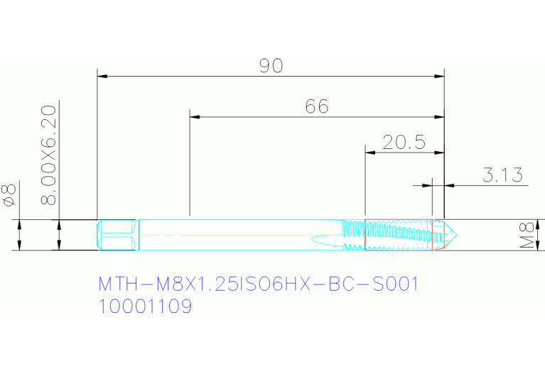 MTH-M8X1.25ISO6HX-BC-S001