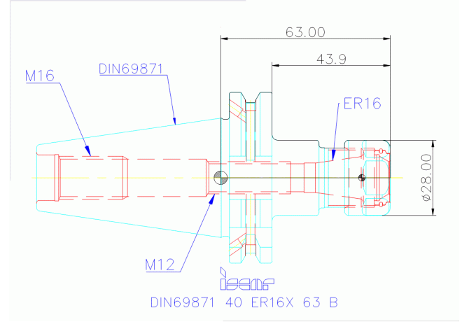DIN69871 40 ER16X 63 B