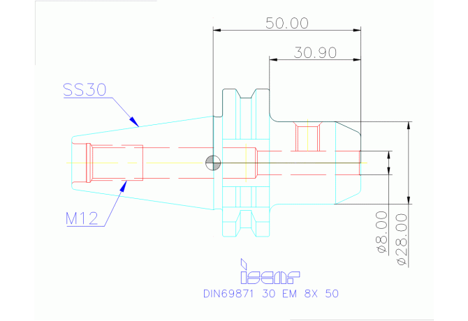 DIN69871 30 EM 8X 50