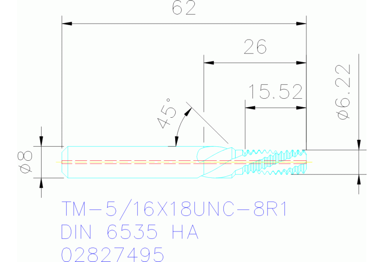 TM-5/16X18UNC-8R1
