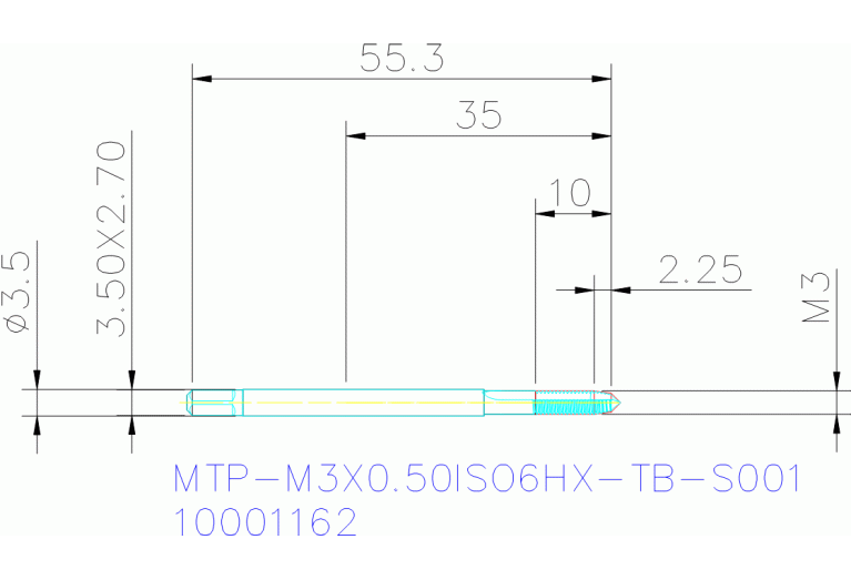 MTP-M3X0.50ISO6HX-TB-S001