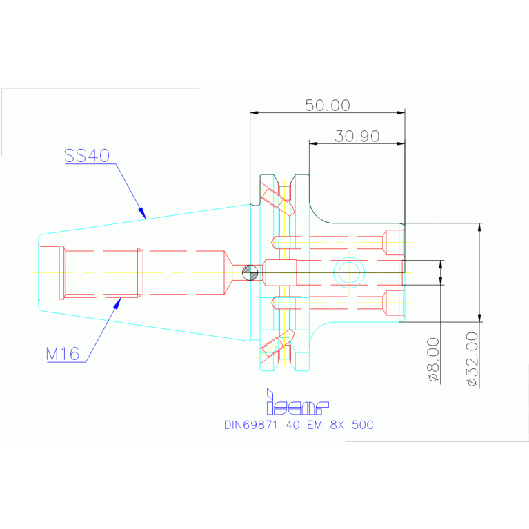 DIN69871 40 EM 8X 50C