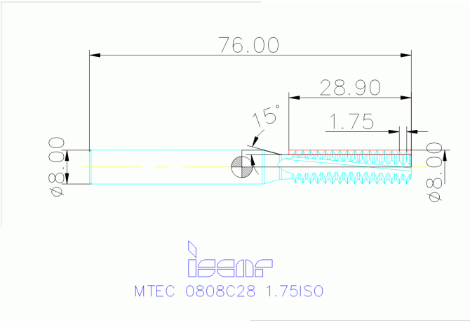 MTEC 0808C28 1.75ISO IC908