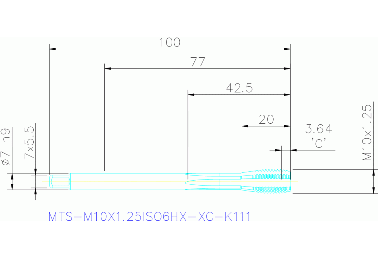 MTS-M10X1.25ISO6HX-XC-K111