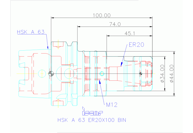 HSK A 63 ER20X100 BIN
