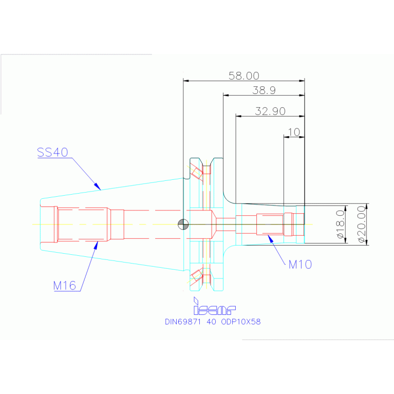 DIN69871 40 ODP10X58