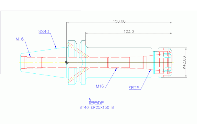 BT40 ER25X150 B