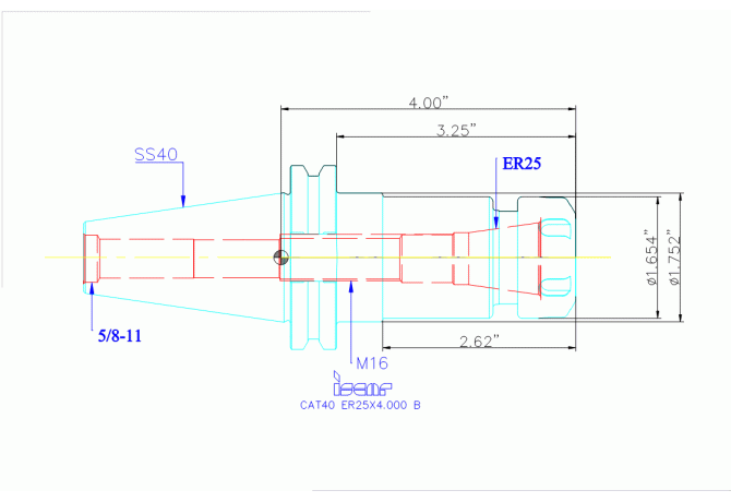 CAT40 ER25X4.000 B