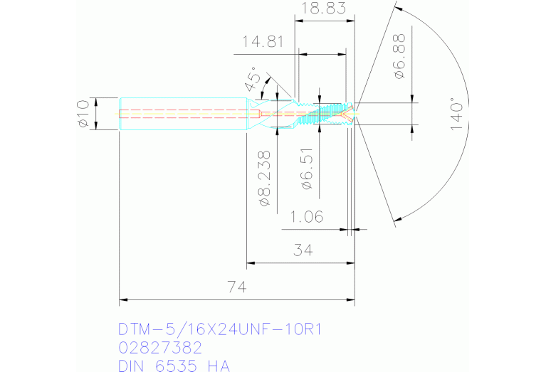 DTM-5/16X24UNF-10R1