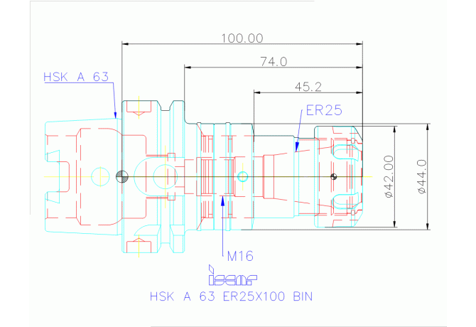 HSK A 63 ER25X100 BIN