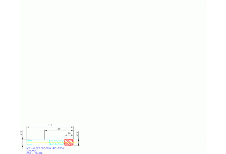 MTH-M16X2.00ISO6HX-BC-P004