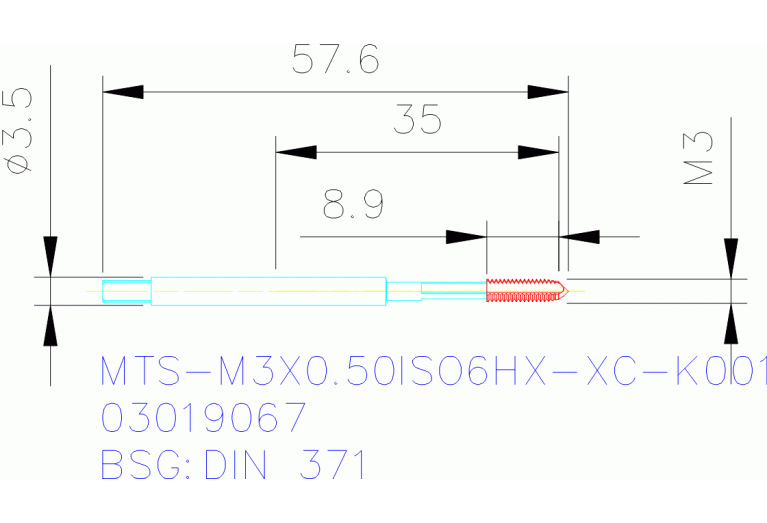 MTS-M3X0.50ISO6HX-XC-K001