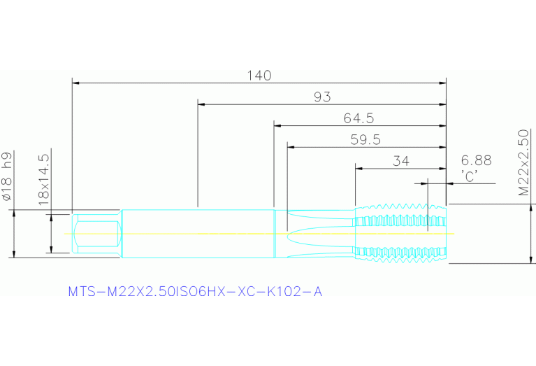 MTS-M22X2.50ISO6HX-XC-K102-A