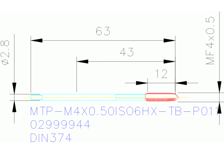 MTP-M4X0.50ISO6HX-TB-P011