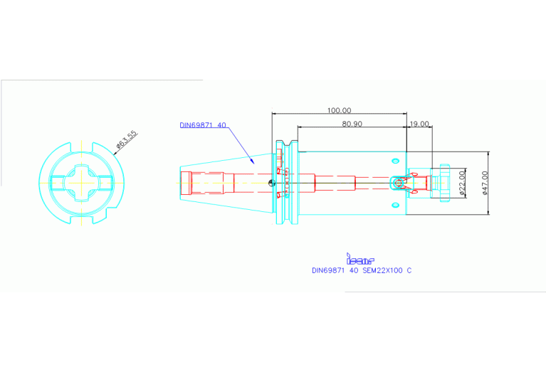 DIN69871 40 SEM22X100 C