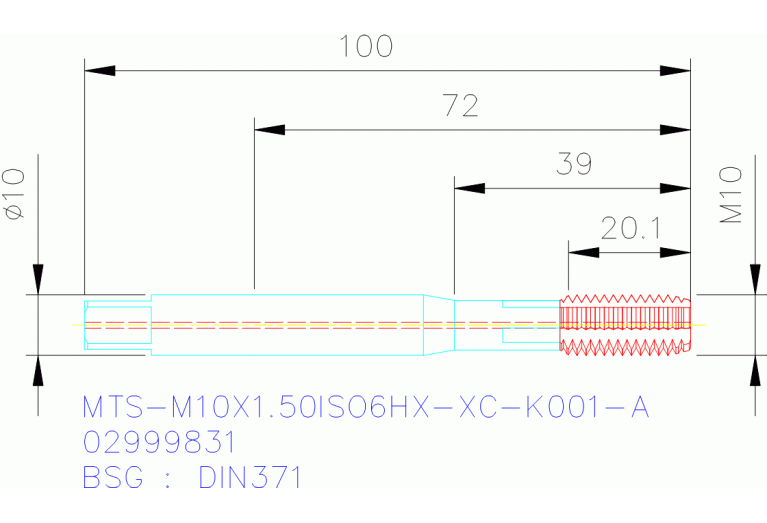 MTS-M10X1.50ISO6HX-XC-K001-A