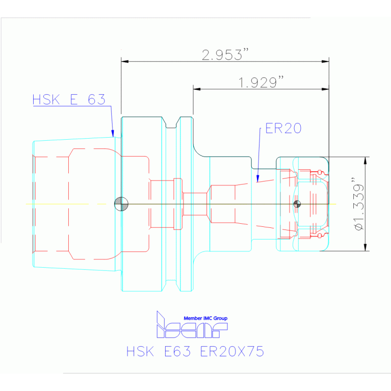 HSK E63 ER20X75