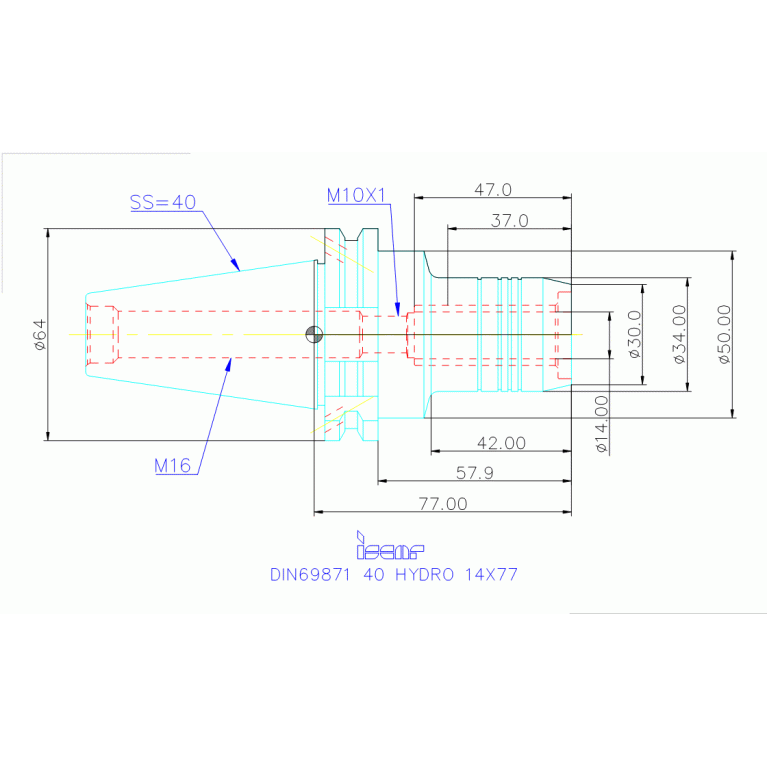DIN69871 40 HYDRO 14X77