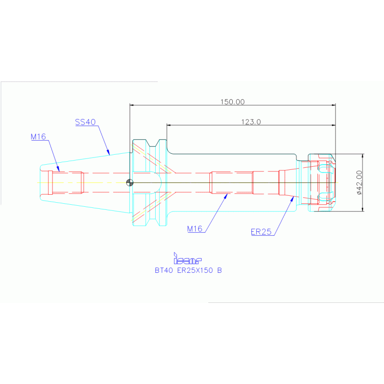 BT40 ER25X150 B
