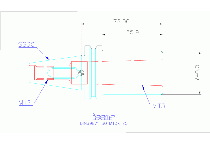 DIN69871 30 MT3X 75