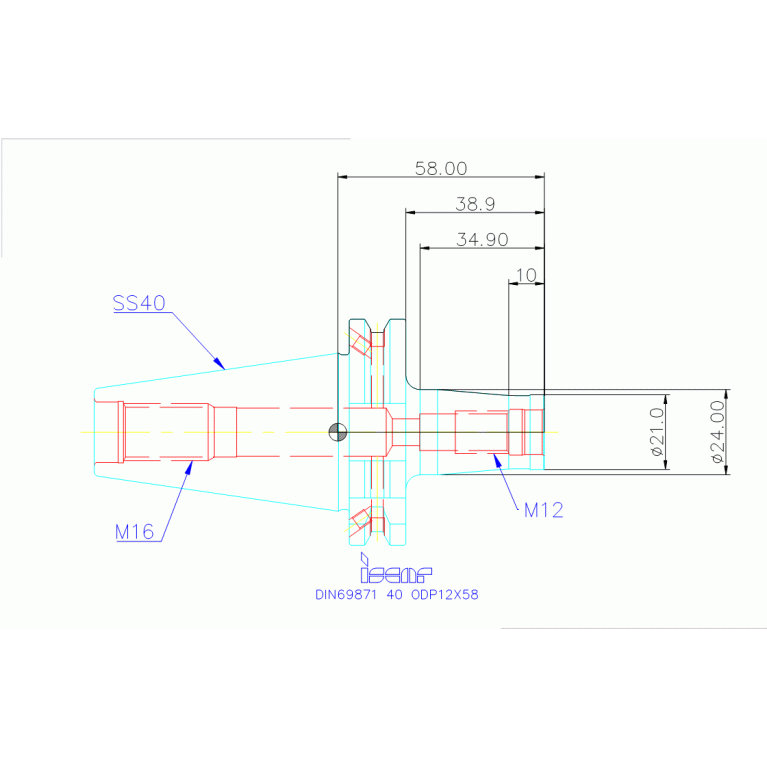 DIN69871 40 ODP12X58