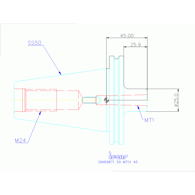 DIN69871 50 MT1X 45