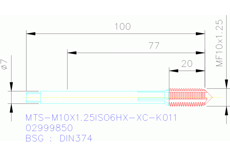 MTS-M10X1.25ISO6HX-XC-K011