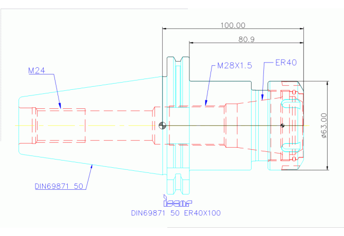 DIN69871 50 ER40X100