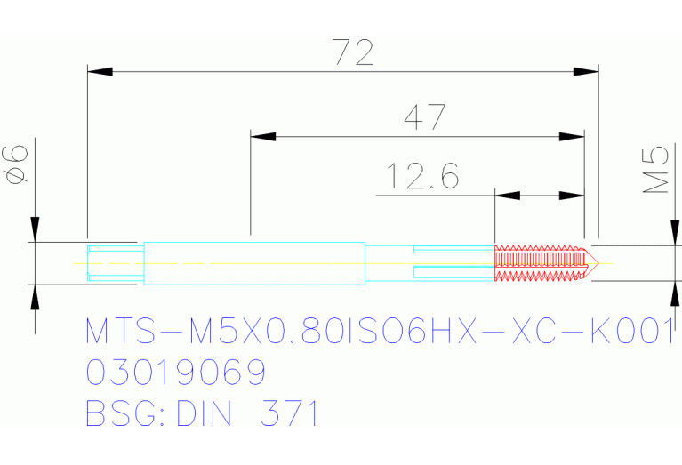 MTS-M5X0.80ISO6HX-XC-K001