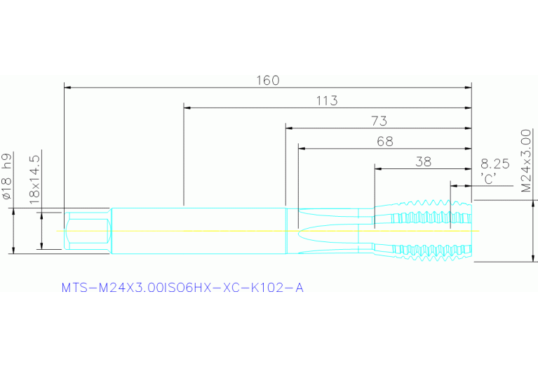 MTS-M24X3.00ISO6HX-XC-K102-A