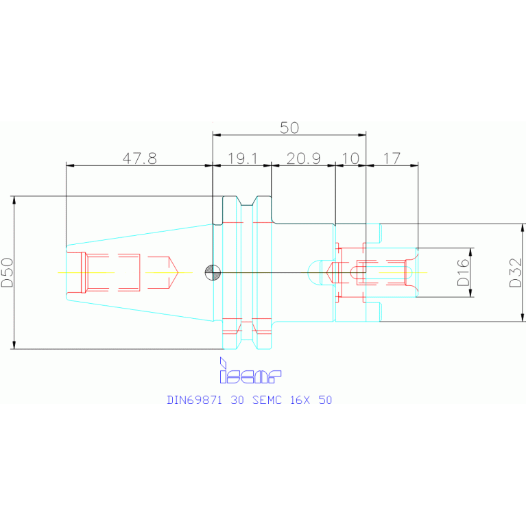 DIN69871 30 SEMC 16X 50