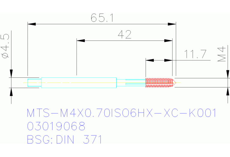 MTS-M4X0.70ISO6HX-XC-K001