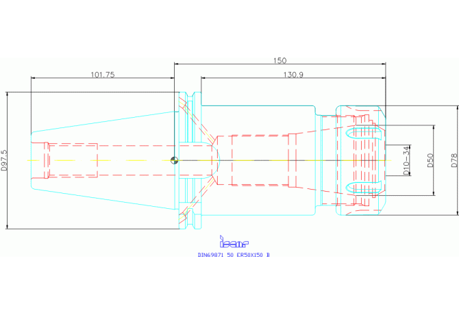 DIN69871 50 ER50X150 B