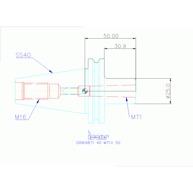DIN69871 40 MT1X 50