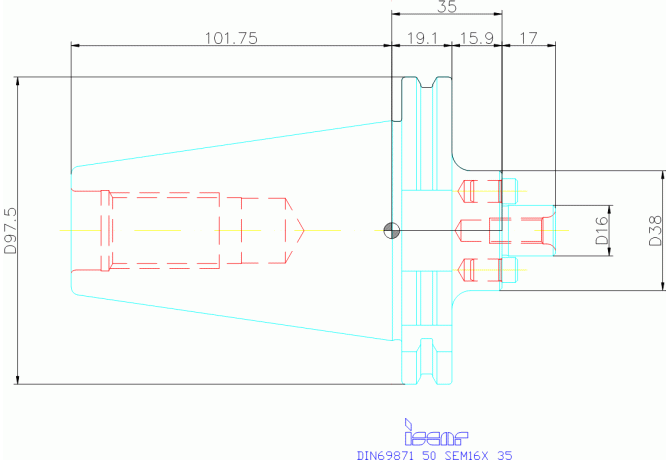 DIN69871 50 SEM16X35