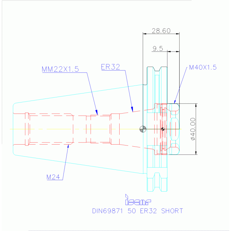 DIN69871 50 ER32 SHORT