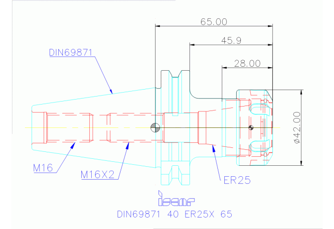 DIN69871 40 ER25X 65