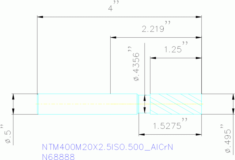 NTM400M20X2.5ISO.500 ALCRN