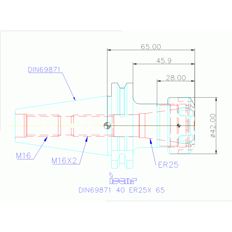 DIN69871 40 ER25X 65