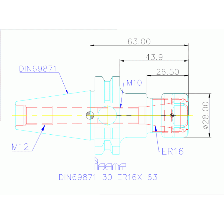 DIN69871 30 ER16X 63