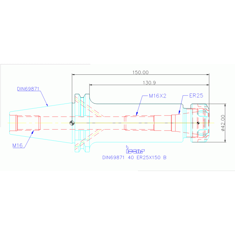 DIN69871 40 ER25X150 B