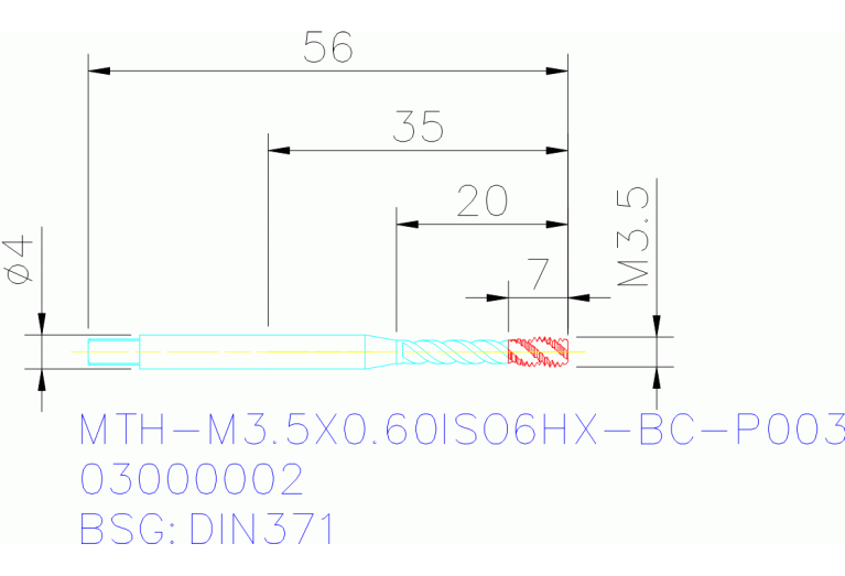 MTH-M3.5X0.60ISO6HX-BC-P003